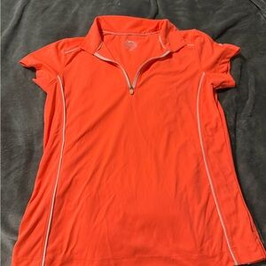 Women's Orange Zip-Up Polo Top for Golf